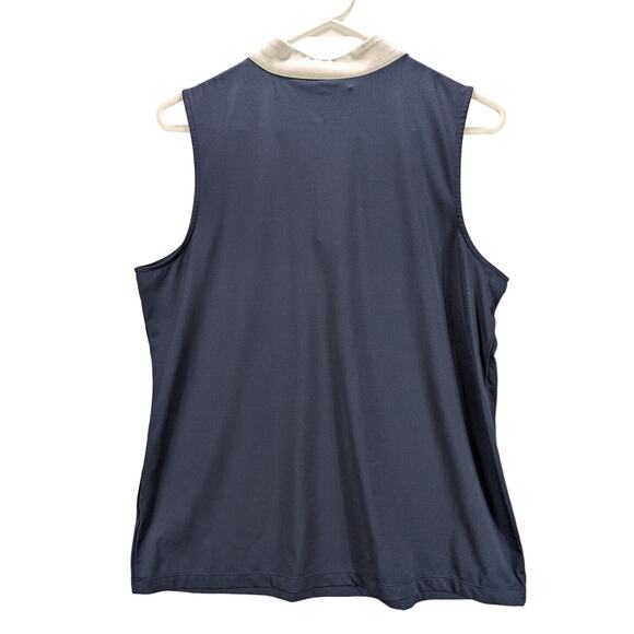 Tommy Bahama Golf Shirt Womens Large Sleeveless Navy Blue 1/4 zip Active Preppy - Picture 2 of 6